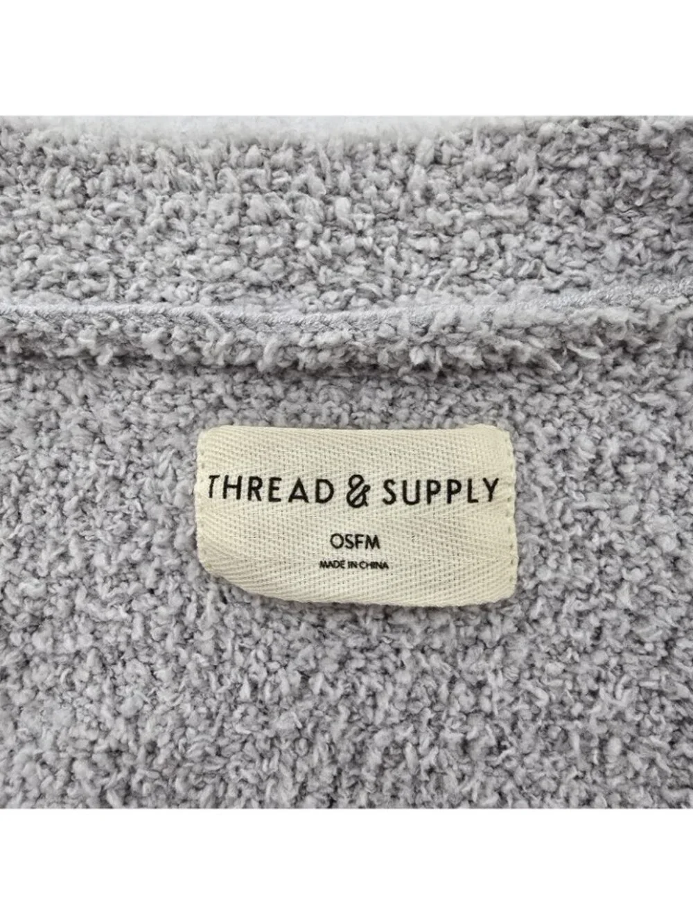 Thread & Supply Open Front Grey Cardigan OSFM Lightweight Super Fuzzy Cozy